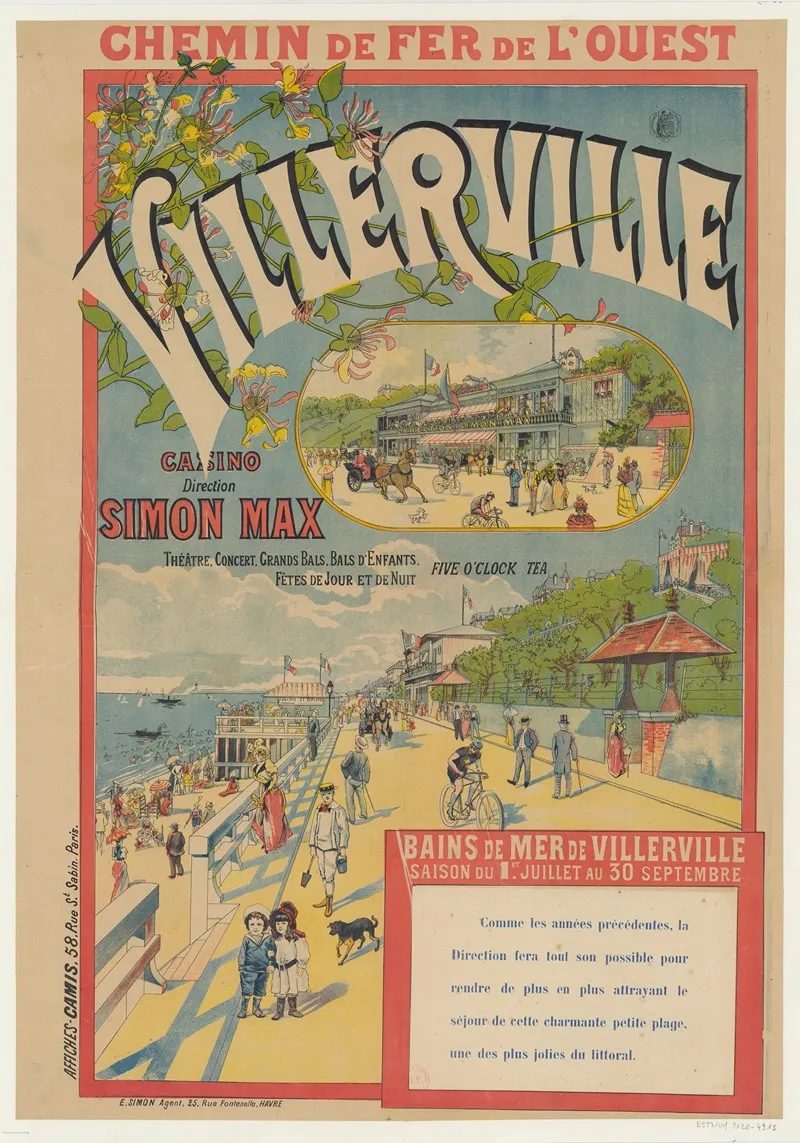 Chemin De Fer De Louest Villerville Casino Direction Simon Max Wall Art by Imp. Camis - High-Resolution Digital Print
