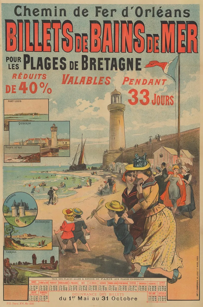 Chemin De Fer Dorleans Billets De Bains De Mer Pour Les Plages De Bretagne 2 Wall Art by Anonymous - High-Resolution Digital Print
