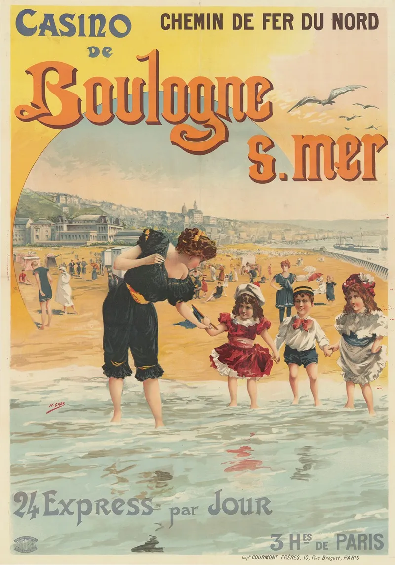 Chemin De Fer Du Nord Casino De Boulogne Sur Mer 24 Express Par Jour 3hres De Paris Wall Art by Henri Boulanger Gray - High-Resolution Digital Print