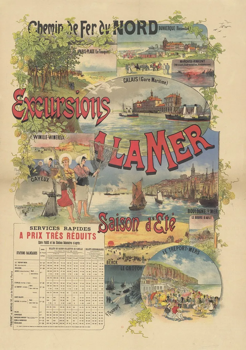 Chemin De Fer Du Nord Excursions A La Mer Saison Dete Services Rapides A Prix Tres Reduits