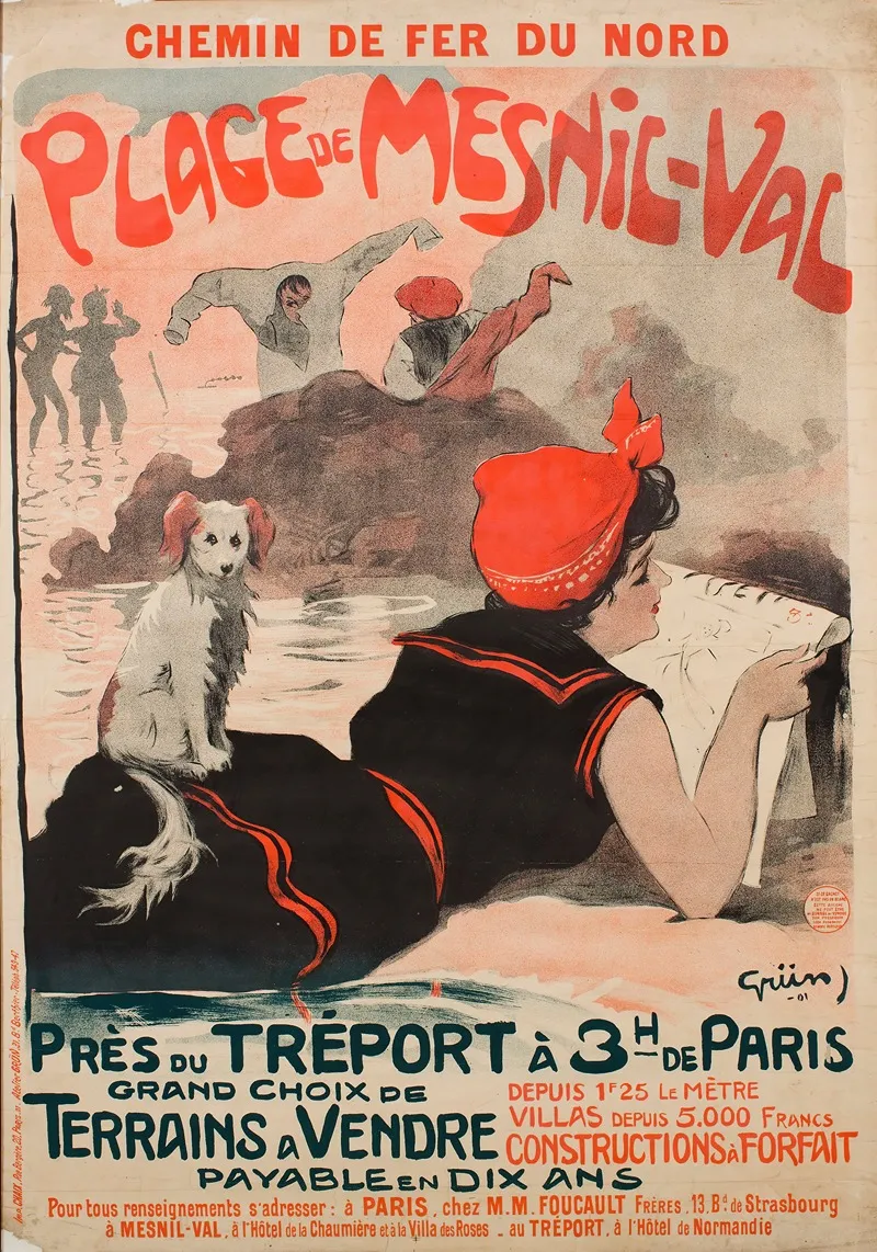 Chemin De Fer Du Nord Plage De Mesnil Val Wall Art by Jules-Alexandre Grün - High-Resolution Digital Print