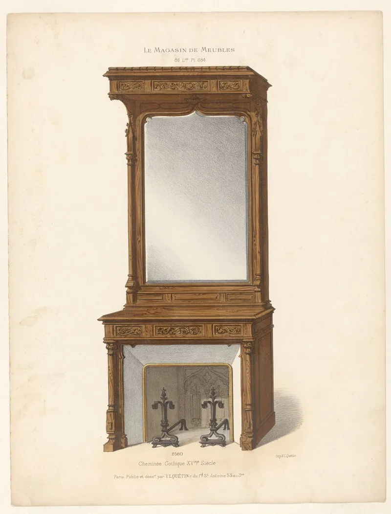 Cheminee Gothique Xvme Siecle Wall Art by Victor Léon Michel Quétin - High-Resolution Digital Print