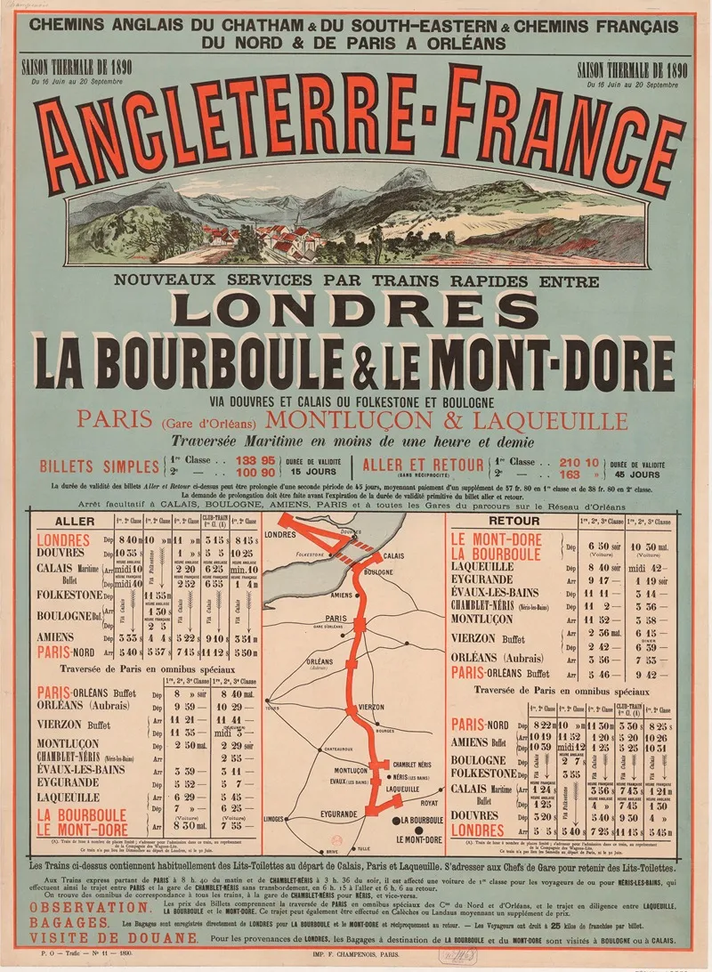 Chemins De Fer Anglais Du Chatham Du South Eastern Chemins Francais Du Nord De Paris A Orleans Wall Art by Imp. F. Champenois - High-Resolution Digital Print