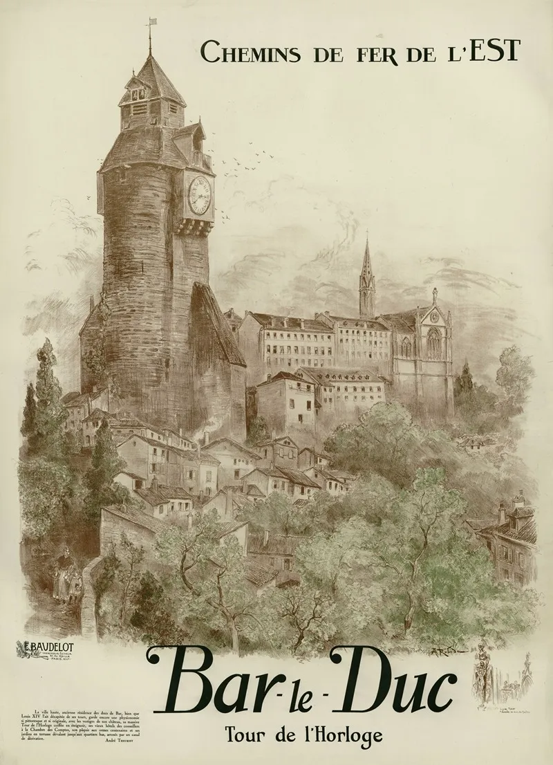 Chemins De Fer De Lest Bar Le Duc Tour De Lhorloge Wall Art by Albert Robida - High-Resolution Digital Print