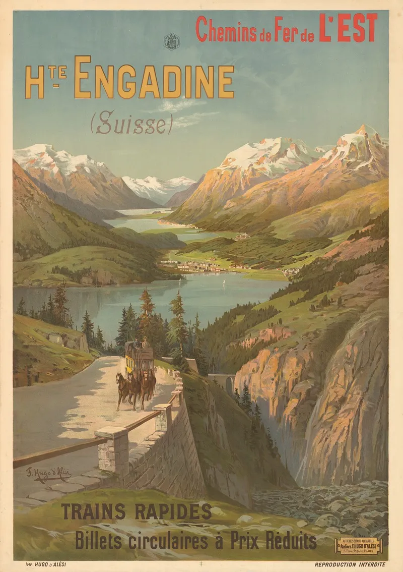 Chemins De Fer De Lest Hte Engadine Suisse Trains Rapides Wall Art by Frederic Hugo d’Alési - High-Resolution Digital Print