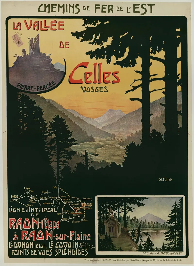Chemins De Fer De Lest La Vallee De Celles Vosges Ligne Dinteret Local De Raon Letape A Wall Art by Ch. Funck - High-Resolution Digital Print