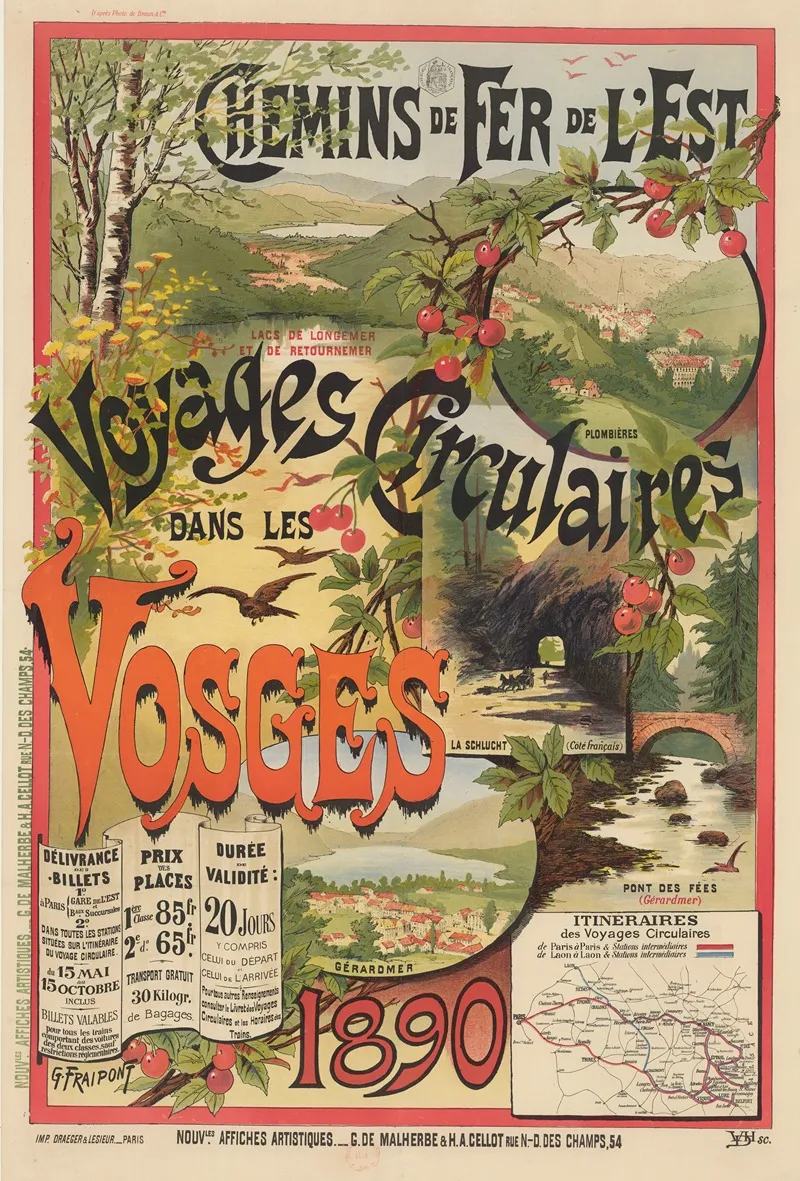 Chemins De Fer De Lest Voyages Circulaires Dans Les Vosges 1890