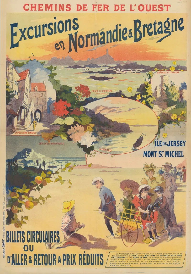 Chemins De Fer De Louest Excursions En Normandie Bretagne Wall Art by Imp. Chaix - High-Resolution Digital Print