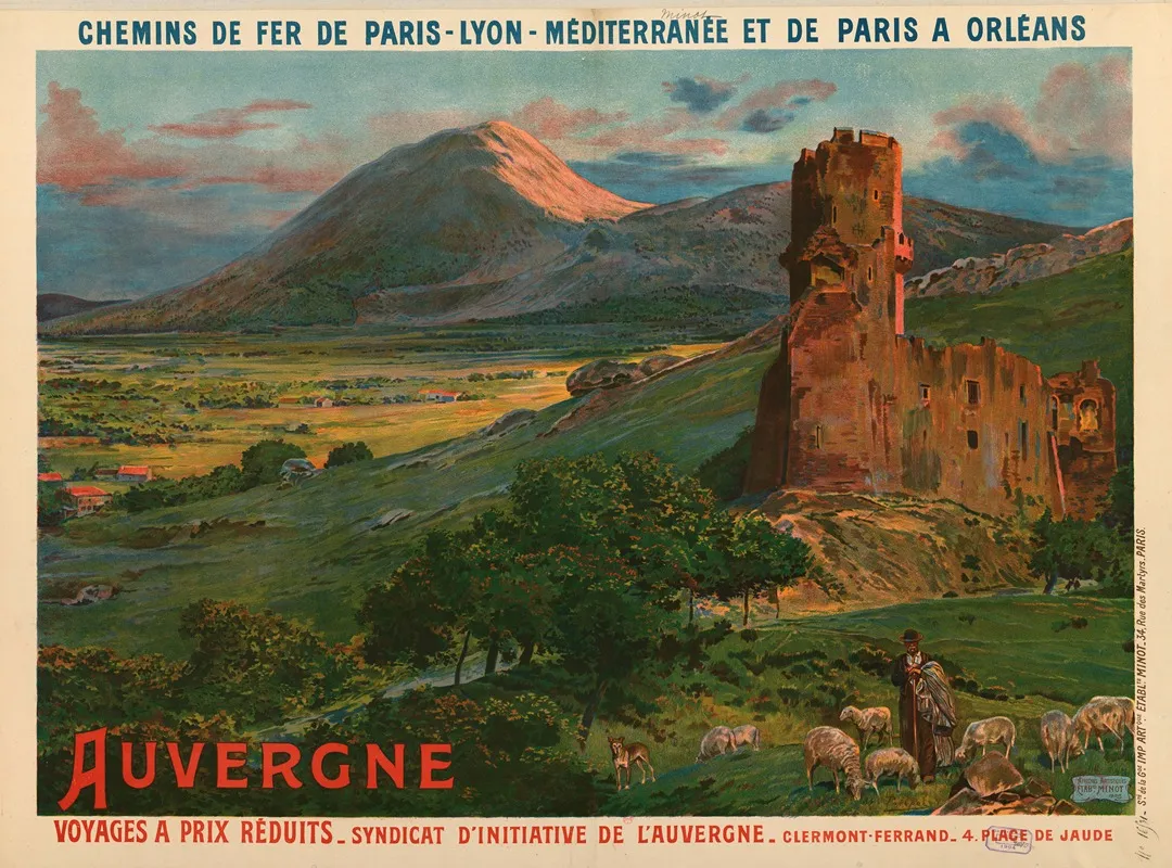 Chemins De Fer De Paris Lyon Mediterranee Et De Paris A Orleans Auvergne Wall Art by Etablissements Minot - High-Resolution Digital Print