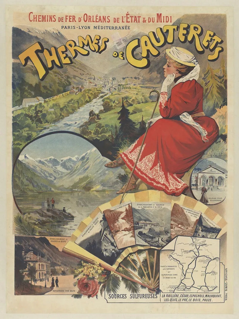 Chemins De Fer Dorleans De Letat Du Midi Thermes De Cauterets Wall Art by M. Pallandre - High-Resolution Digital Print