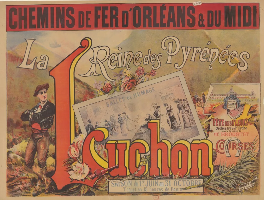 Chemins De Fer Dorleans Du Midi La Reine Des Pyrenees Luchon Wall Art by Imp. Camis - High-Resolution Digital Print