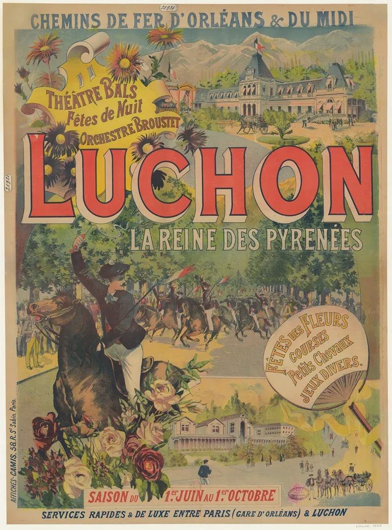 Chemins De Fer Dorleans Du Midi Luchon La Reine Des Pyrenees Wall Art by Imp. Camis - High-Resolution Digital Print