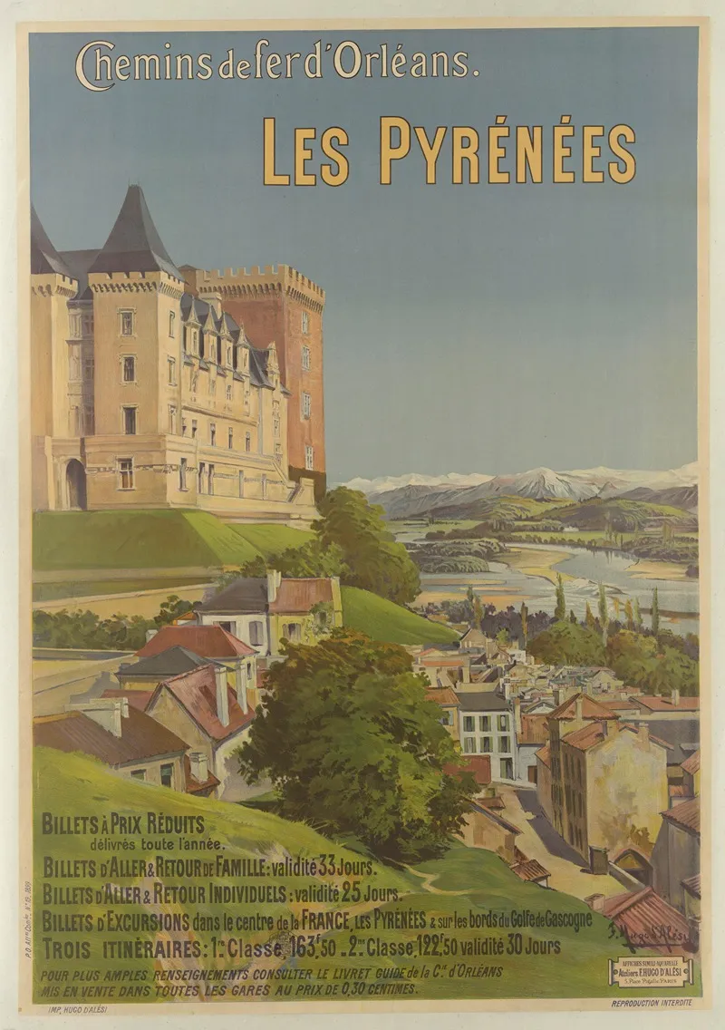 Chemins De Fer Dorleans Les Pyrenees Billets A Prix Reduits Wall Art by Frederic Hugo d’Alési - High-Resolution Digital Print