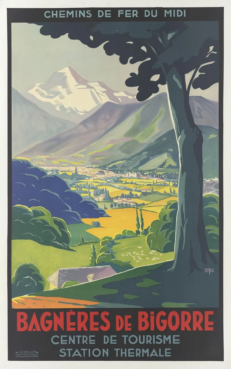 Chemins De Fer Du Midi Bagneres De Bigorre Centre De Tourisme Station Thermale Wall Art by Dabo - High-Resolution Digital Print