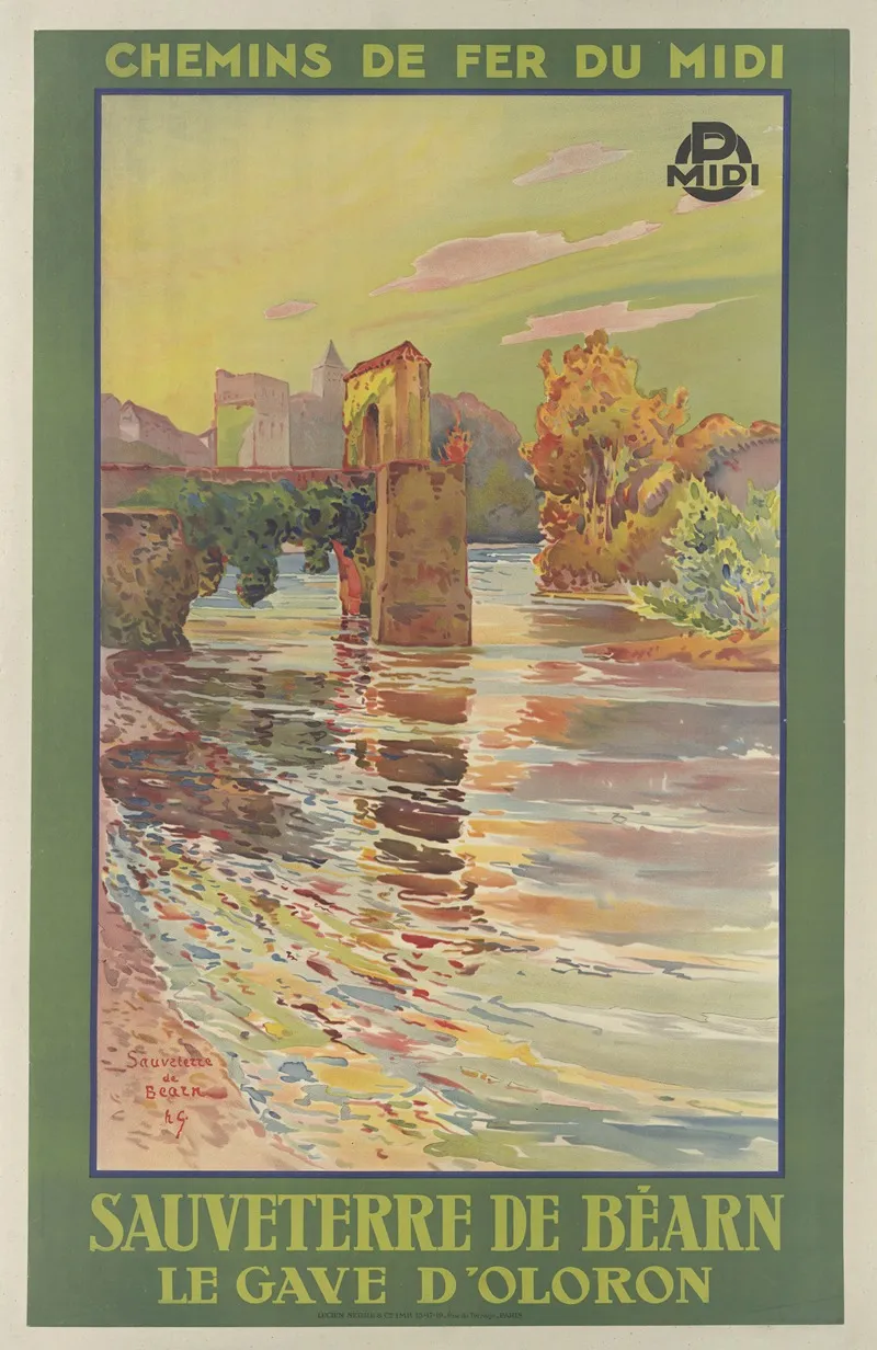 Chemins De Fer Du Midi Sauveterre De Bearn Le Gave Doloron Wall Art by Anonymous - High-Resolution Digital Print