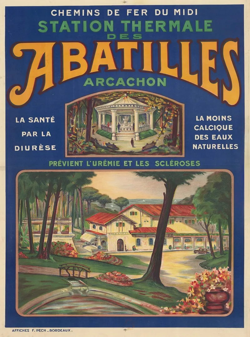 Chemins De Fer Du Midi Station Thermale Des Abatilles Arcachon Wall Art by Affiches F. Pech - High-Resolution Digital Print