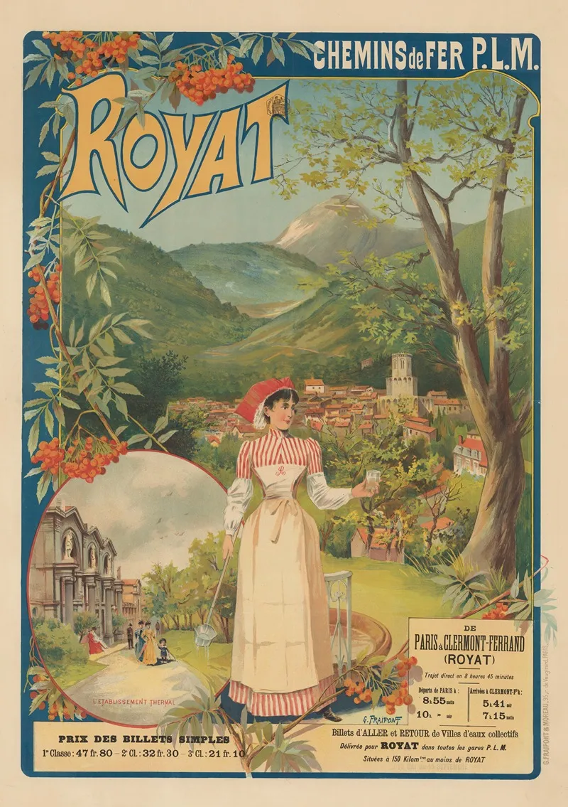 Chemins De Fer P L M Royat De Paris A Clermont Ferrand