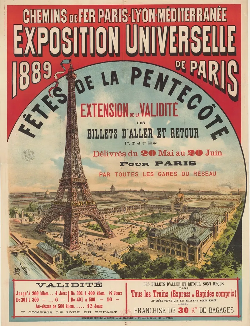 Chemins De Fer Paris Lyon Mediterranee Exposition Universelle De Paris 1889 Wall Art by M. Stéphane - High-Resolution Digital Print