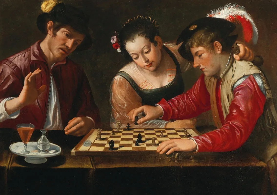 Chess Players Wall Art by Follower of Caravaggio - High-Resolution Digital Print