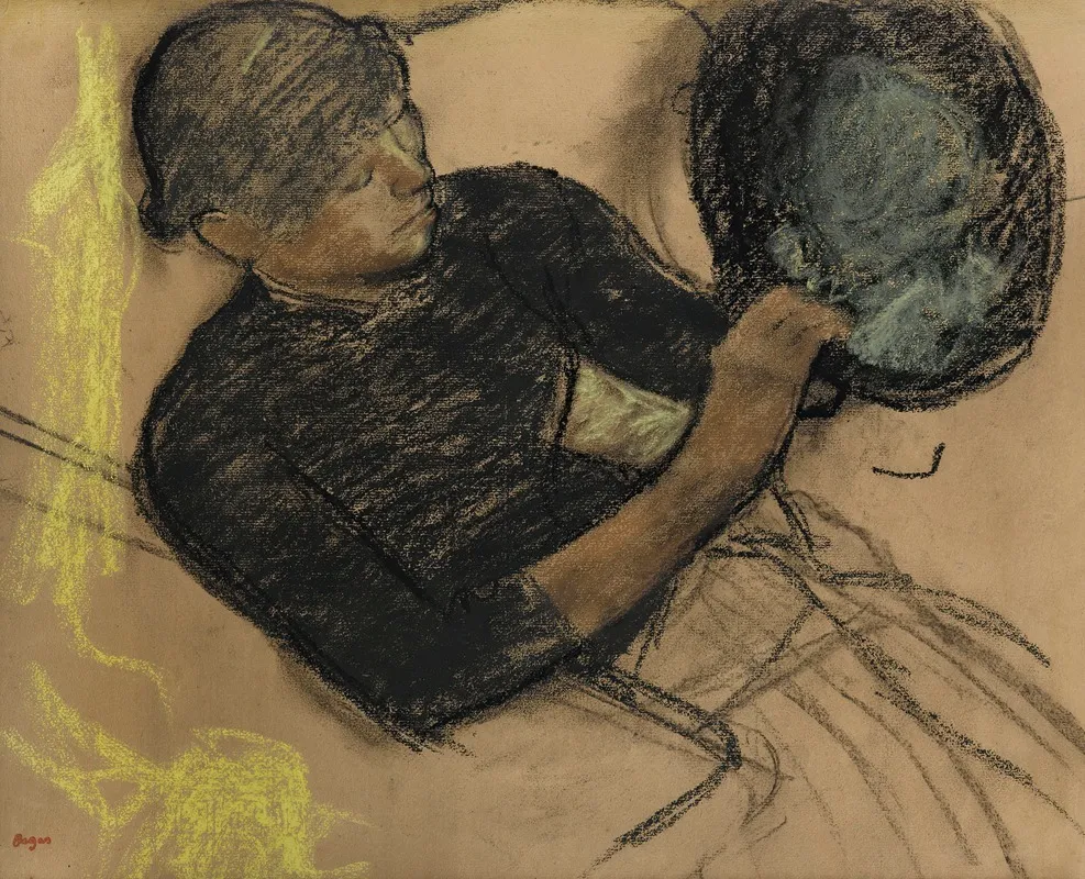 Chez La Modiste Modiste Garnissant Un Chapeau Wall Art by Edgar Degas - High-Resolution Digital Print
