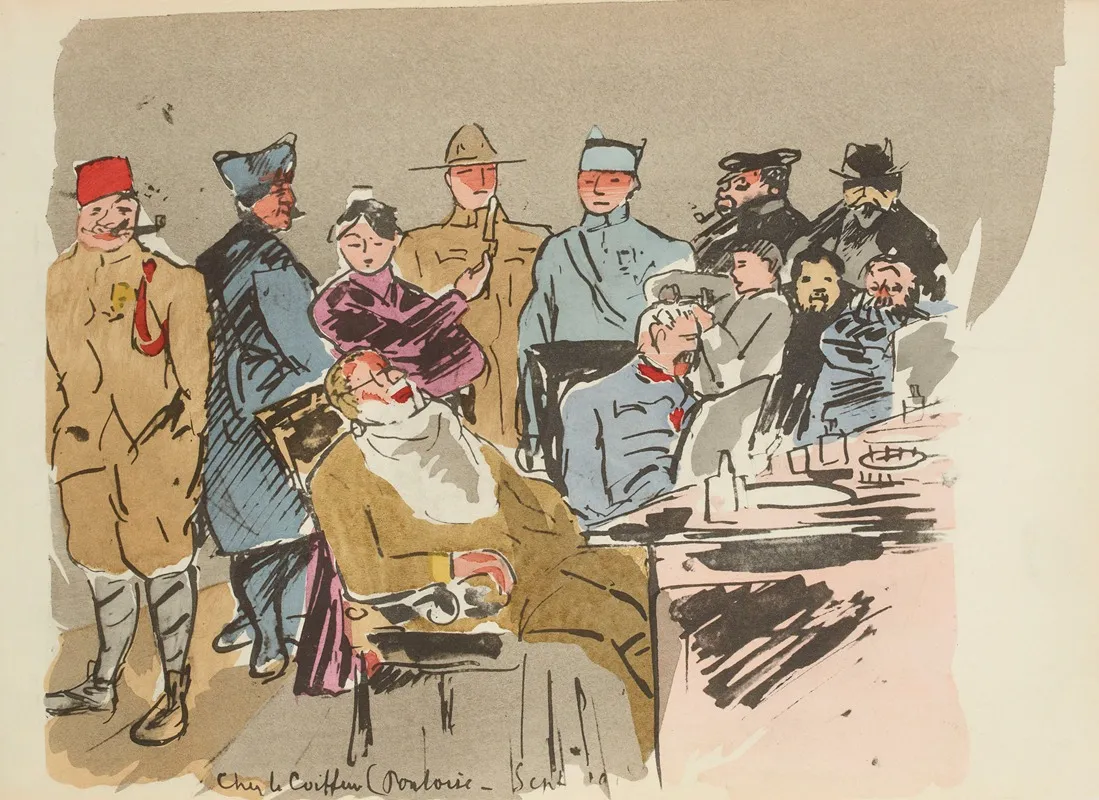 Chez Le Coiffeur Pontoise Septembre 1915 Wall Art by Paul Goute - High-Resolution Digital Print