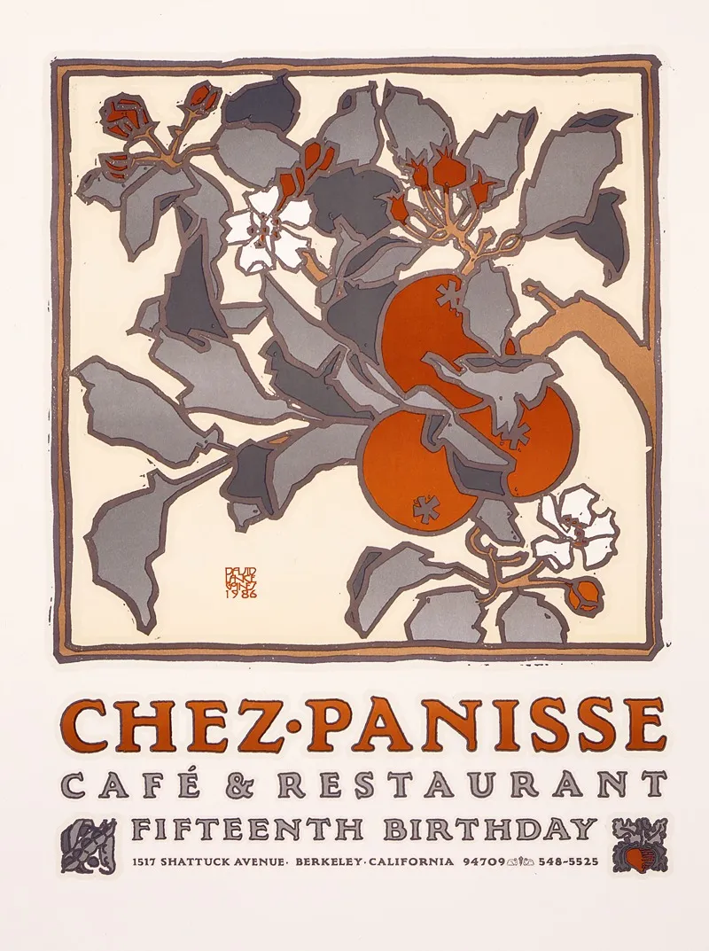 Chez Panisse Caf And Restaurant Fifteenth Birthday Wall Art by David Lance Goines - High-Resolution Digital Print