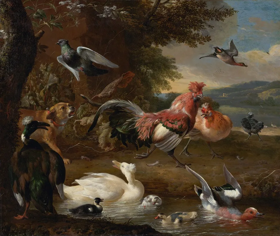 Chickens And Ducks Wall Art by Melchior d'Hondecoeter - High-Resolution Digital Print