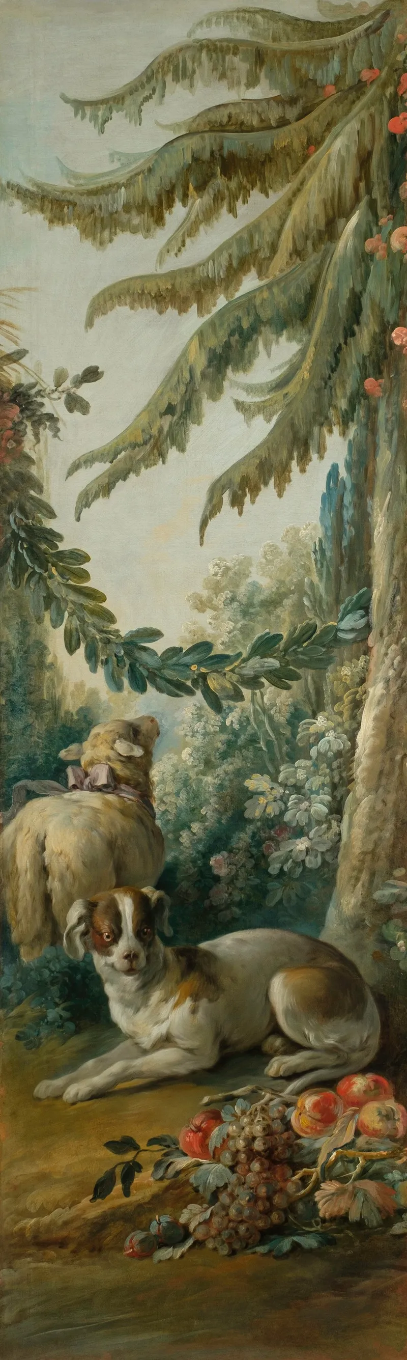 Chien Et Mouton Dans Un Paysage