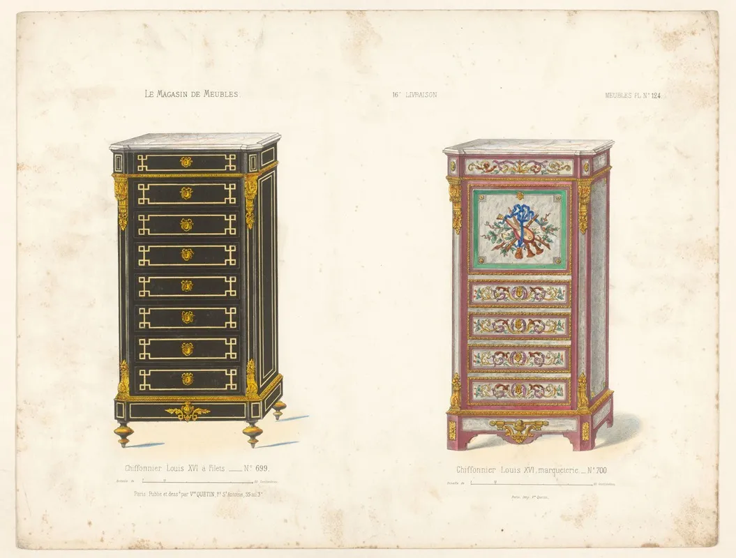 Chiffonnier Louis Xvi A Filets Chiffonnier Louis Xvi Marqueterie Wall Art by Victor Léon Michel Quétin - High-Resolution Digital Print
