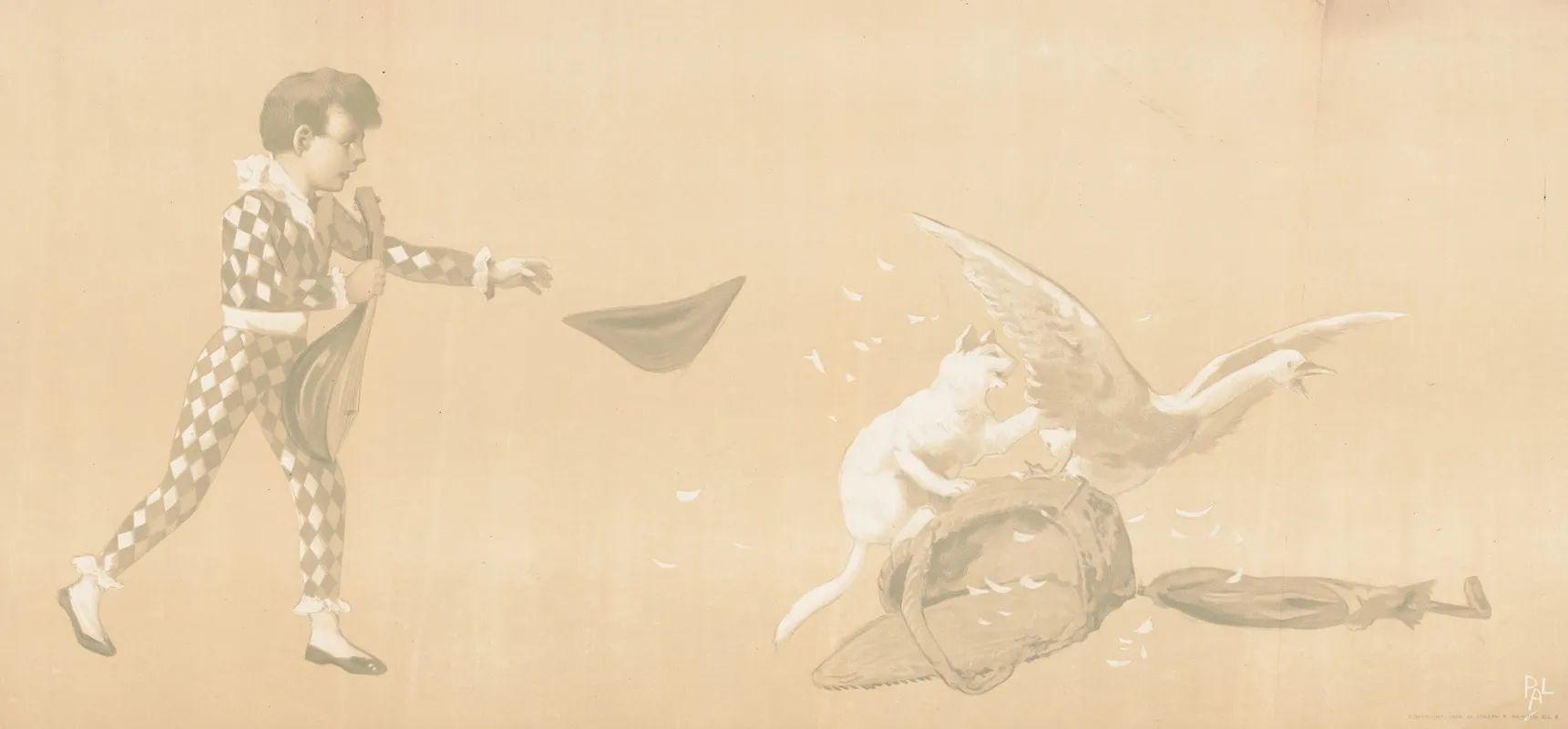 Child Chasing A Dog Who Is Chasing A Goose Wall Art by Pal (Jean de Paleologue) - High-Resolution Digital Print