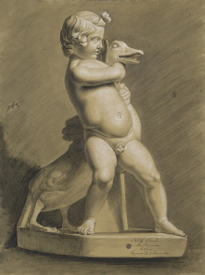 Child With A Goose Wall Art by Charles Nolf  - High-Resolution Digital Print