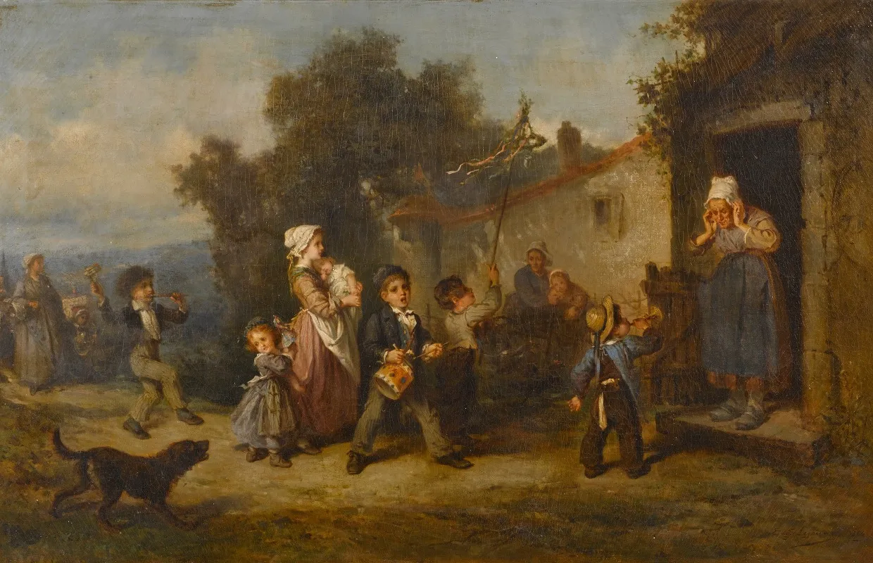 Childhood Pranks Wall Art by Eugen Joseph Lejeune - High-Resolution Digital Print