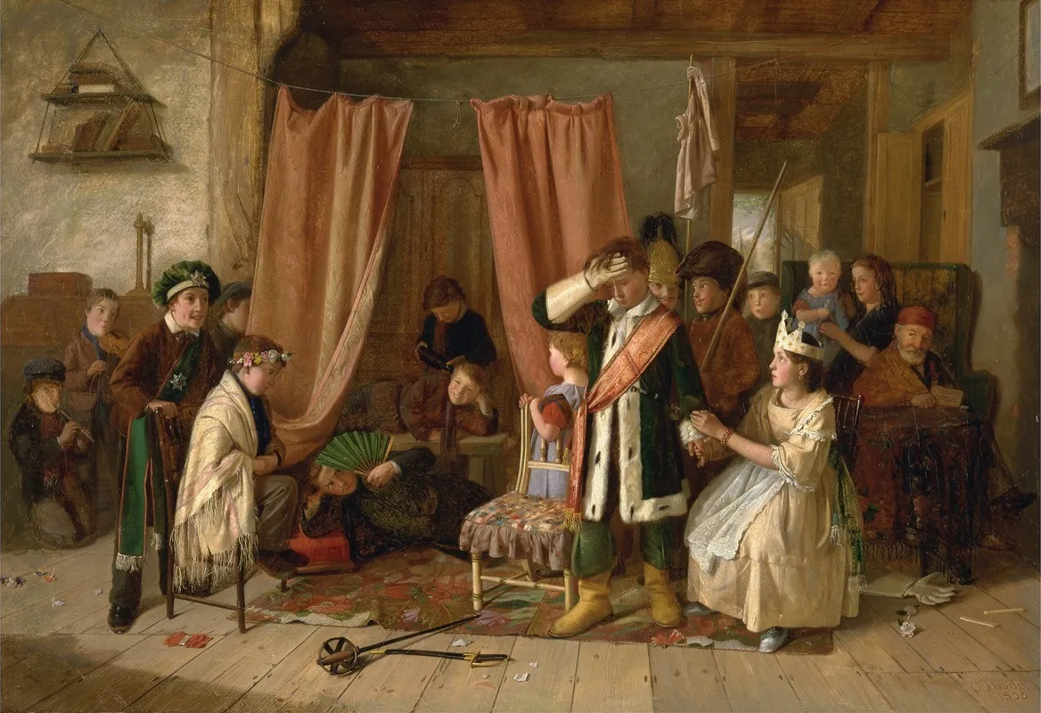 Children Acting The Play Scene From Hamlet Act Ii Scene Ii Wall Art by Charles Hunt - High-Resolution Digital Print