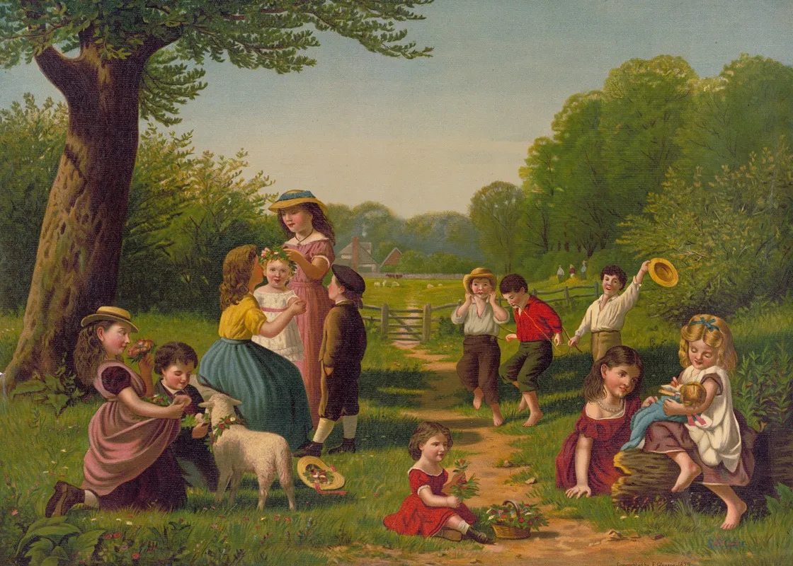 Children At Play In A Field