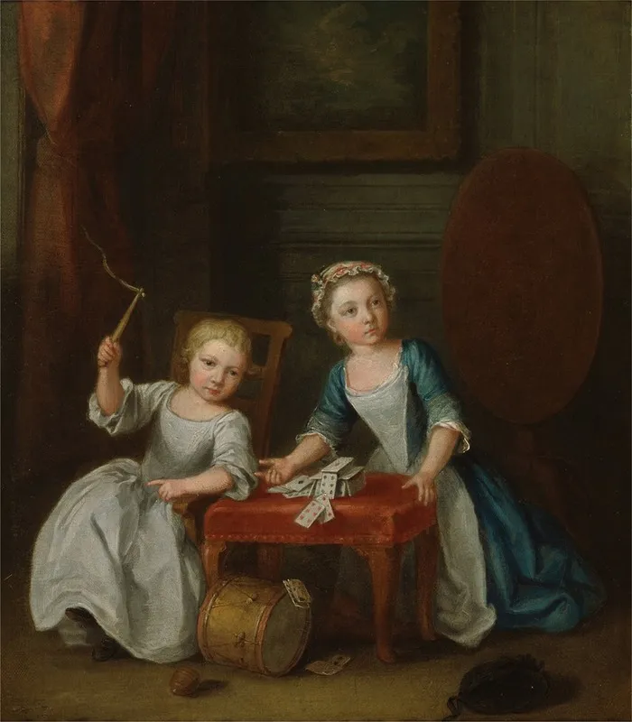 Children At Play Probably The Artists Son Jacobus And Daughter Maria Joanna Sophia Wall Art by Joseph Francis Nollekens - High-Resolution Digital Print