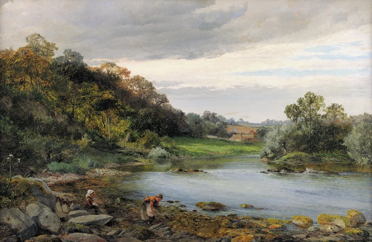 Children Collecting Firewood By A River