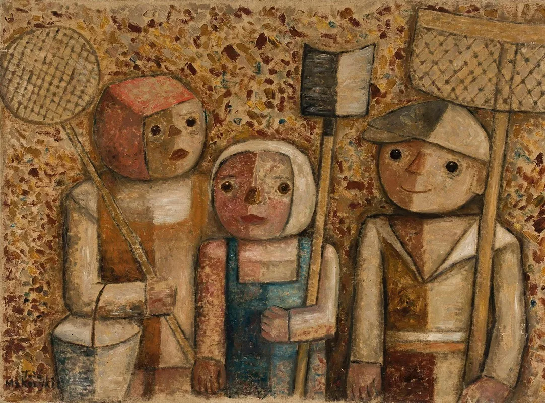 Children Going Fishing Wall Art by Tadeusz Makowski - High-Resolution Digital Print