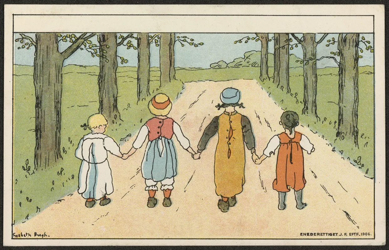 Children Holding Hands Wall Art by Lisbeth Bergh - High-Resolution Digital Print