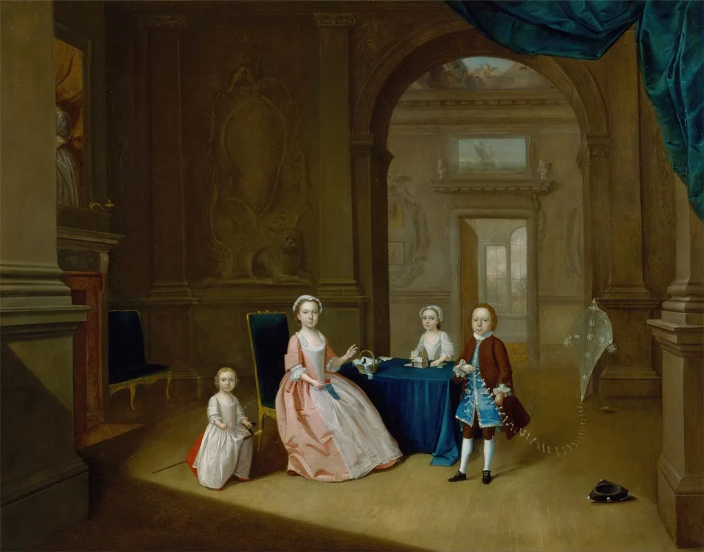 Children In An Interior Wall Art by Arthur Devis - High-Resolution Digital Print