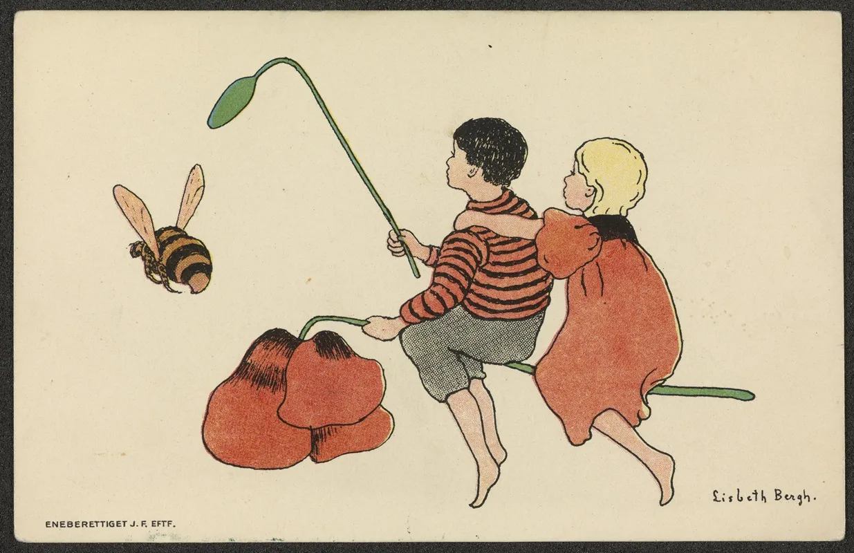 Children On A Flower Wall Art by Lisbeth Bergh - High-Resolution Digital Print