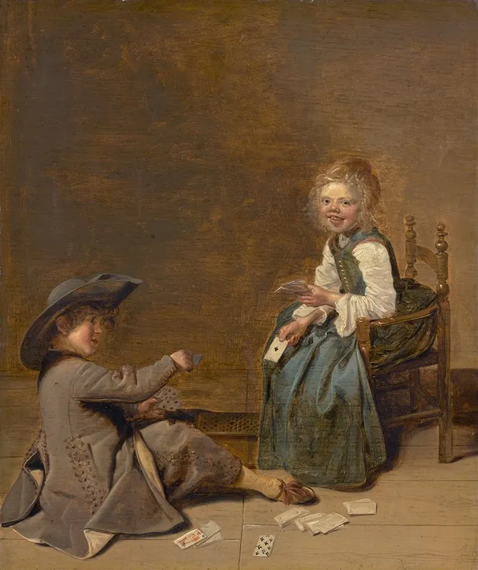 Children Playing Cards Wall Art by Dirck Hals - High-Resolution Digital Print