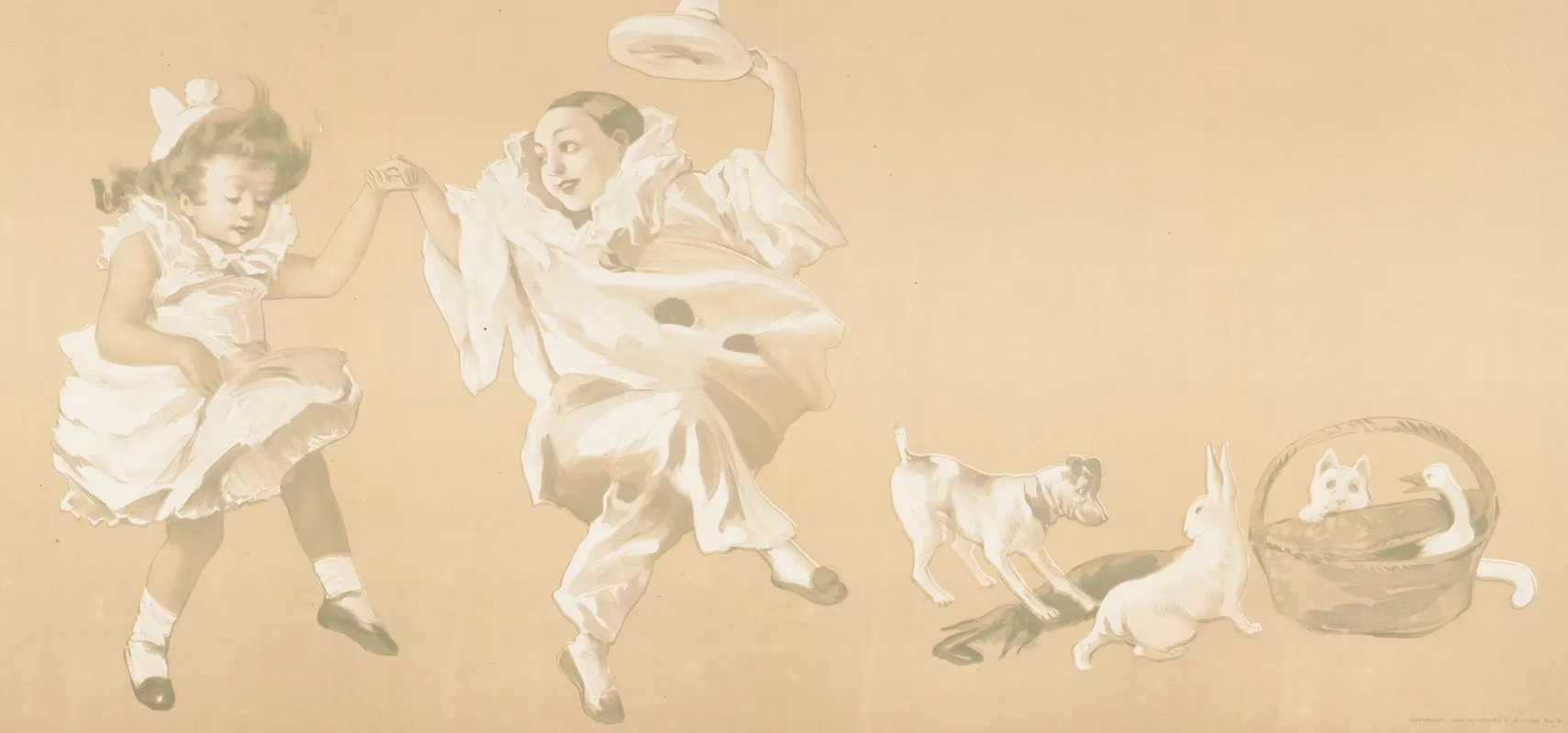 Children Playing In Clown Costume With Animals Wall Art by Pal (Jean de Paleologue) - High-Resolution Digital Print