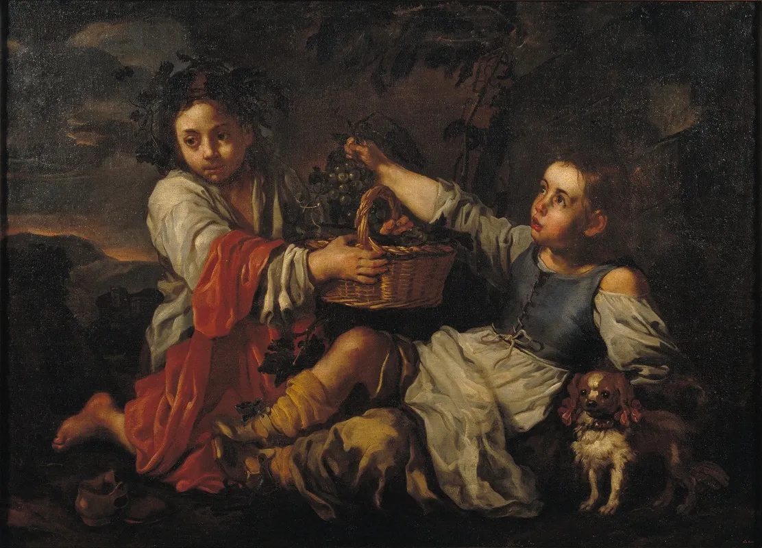 Children With Grapes Wall Art by Bernhard Keil - High-Resolution Digital Print