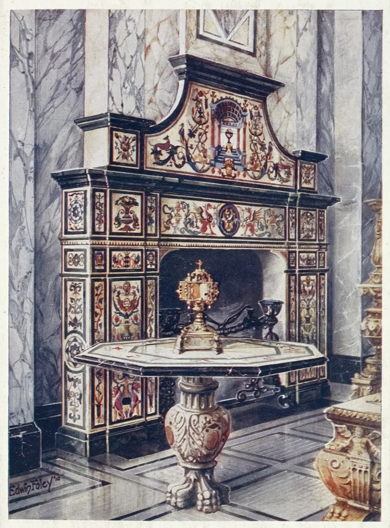 Chimneypiece In Coloured Mosaic Florentine Victoria And Albert Museum South Kensington Table In Coloured Mosaic Wall Art by Edwin Foley - High-Resolution Digital Print