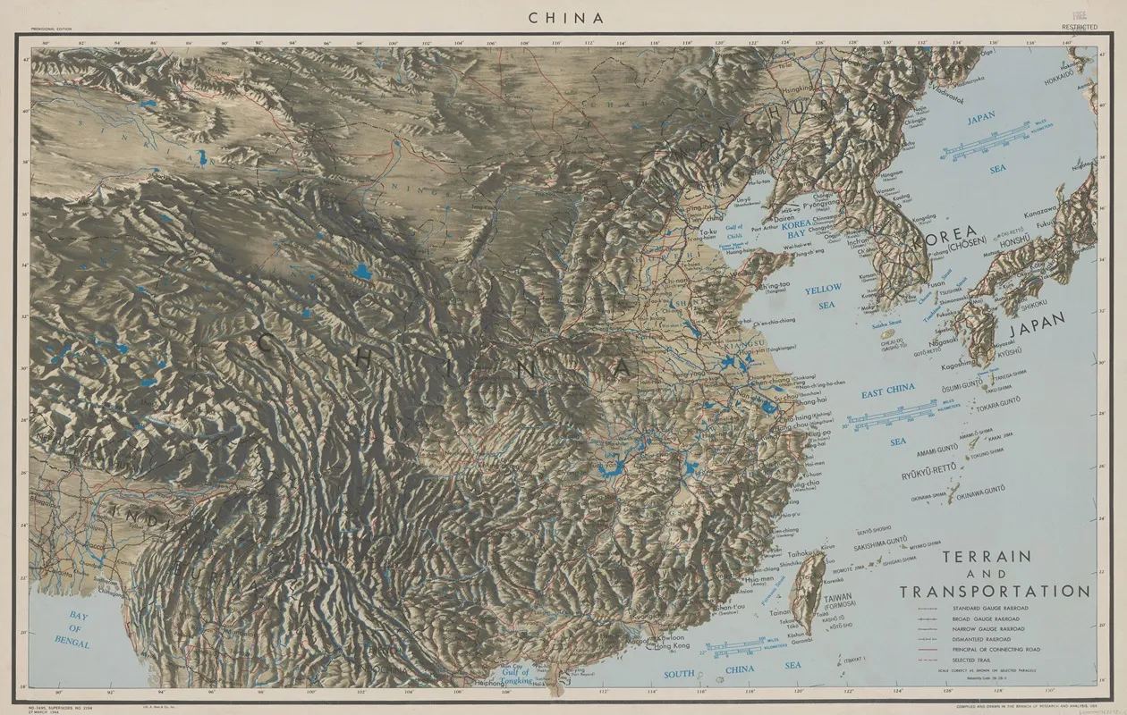China Terrain And Transportation Wall Art by Office of Strategic Services - High-Resolution Digital Print