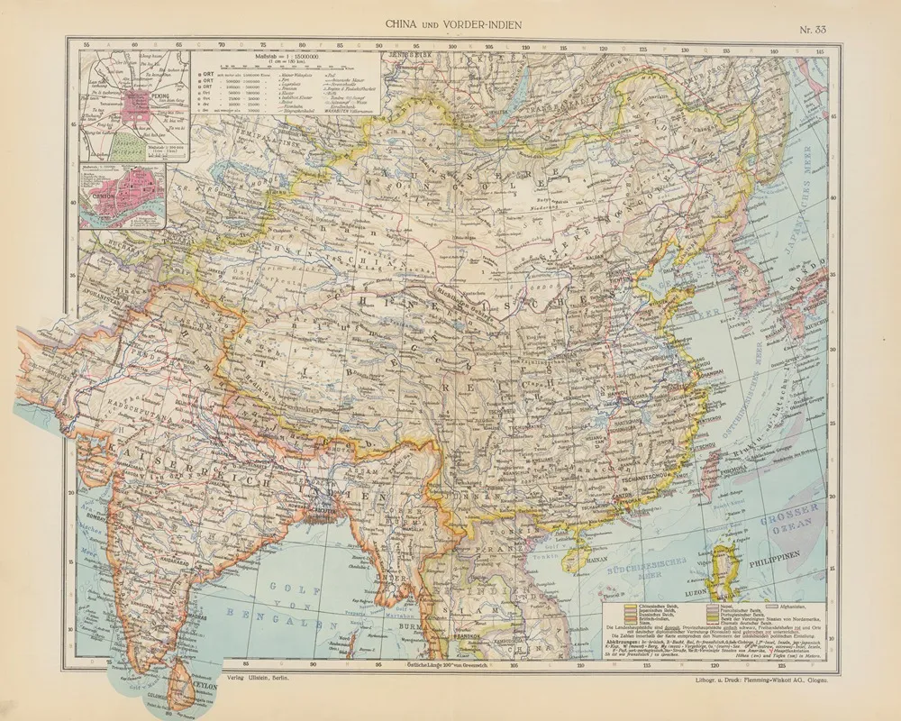 China Und Vorder Indien Wall Art by Geographisches Institut der Flemming-Wiskott - High-Resolution Digital Print