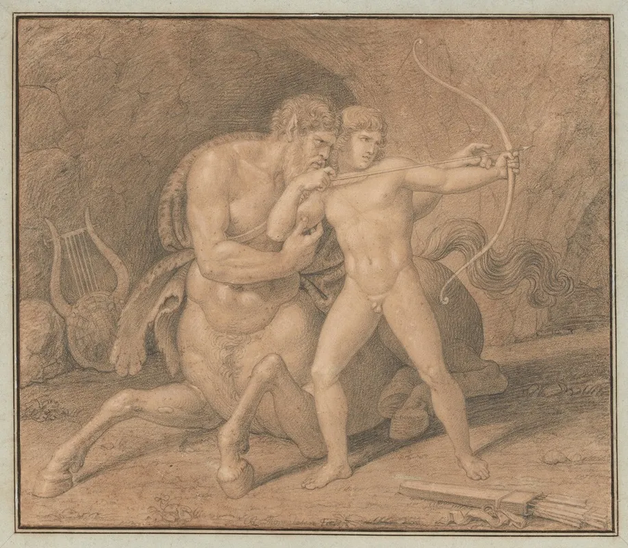 Chiron Teaching Achilles To Shoot With The Bow Wall Art by Bertel Thorvaldsen - High-Resolution Digital Print