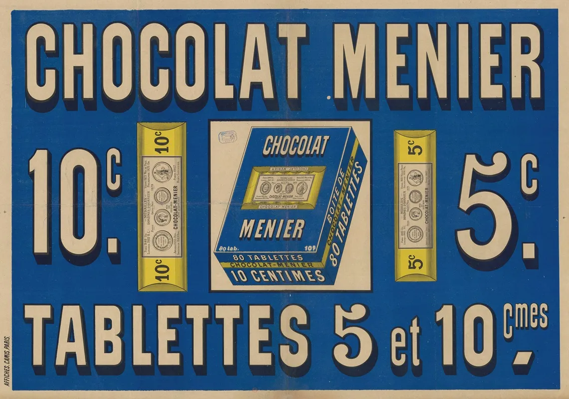 Chocolat Menier 10c 5c Tablettes Wall Art by Imp. Camis - High-Resolution Digital Print
