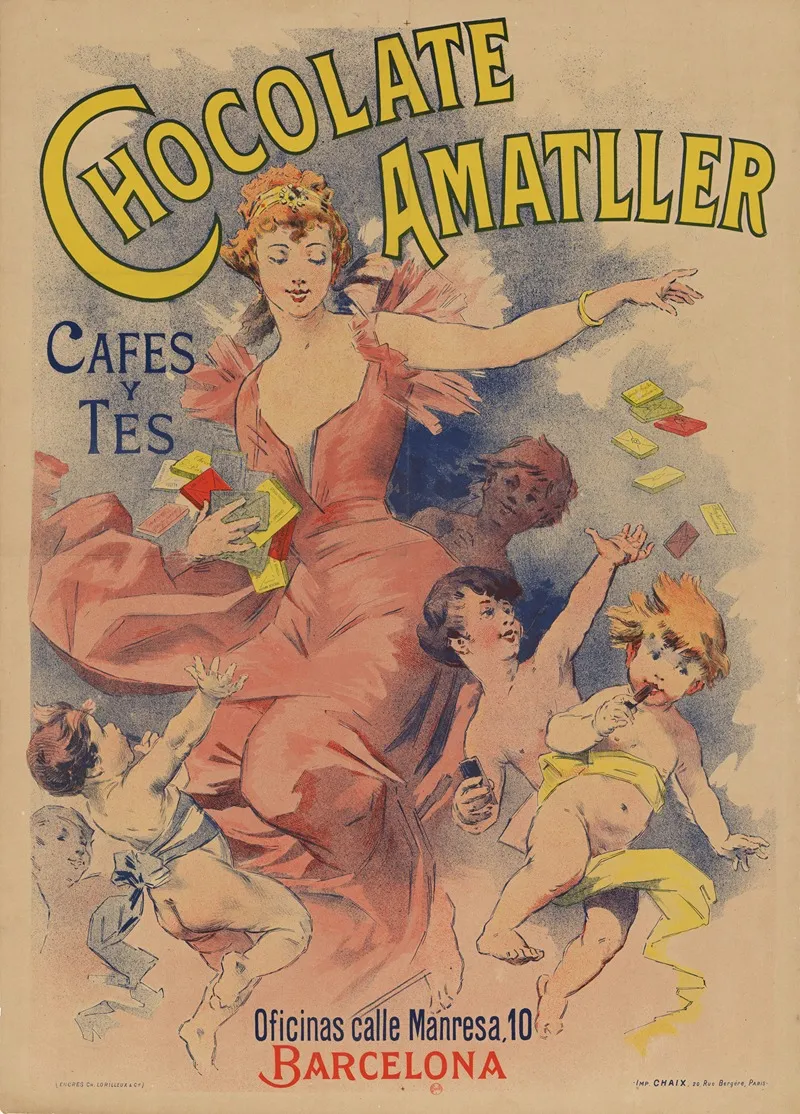 Chocolate Amatller Cafes Y Tes Oficinas Calle Manresa 10 Barcelona Wall Art by Imp. Chaix - High-Resolution Digital Print