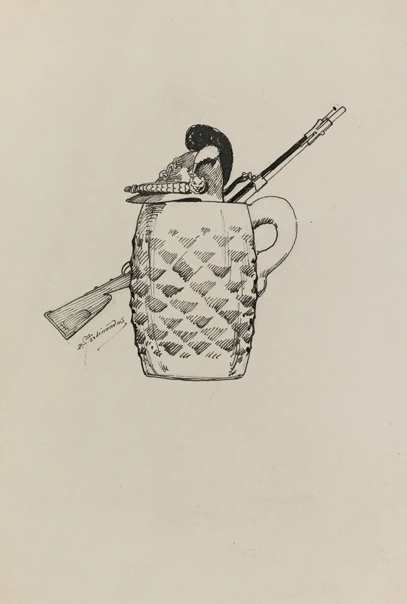 Chope De Biere Casque Et Fusil Wall Art by Alexandre Ferdinandus - High-Resolution Digital Print